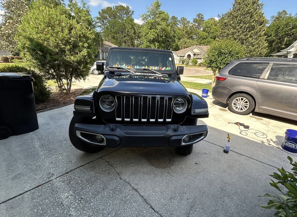 Detailed black Jeep front exterior