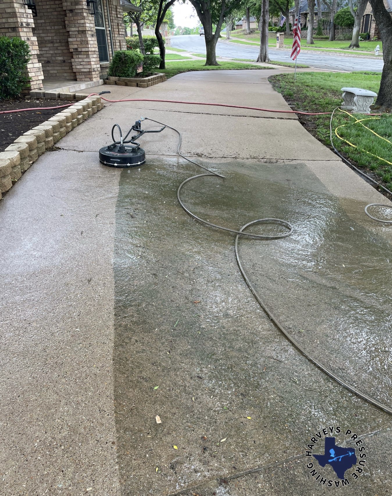 Surface cleaning a concrete driveway