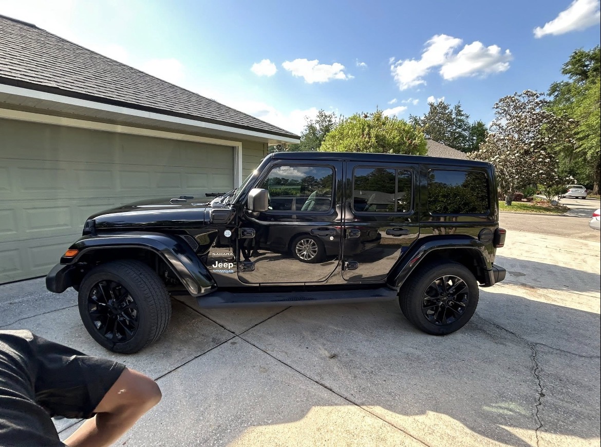 Detailed black Jeep side exterior